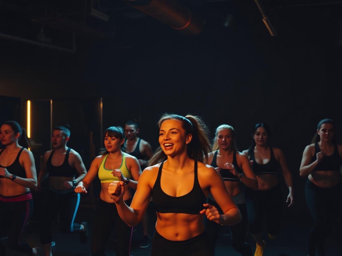 Members in a group fitness class