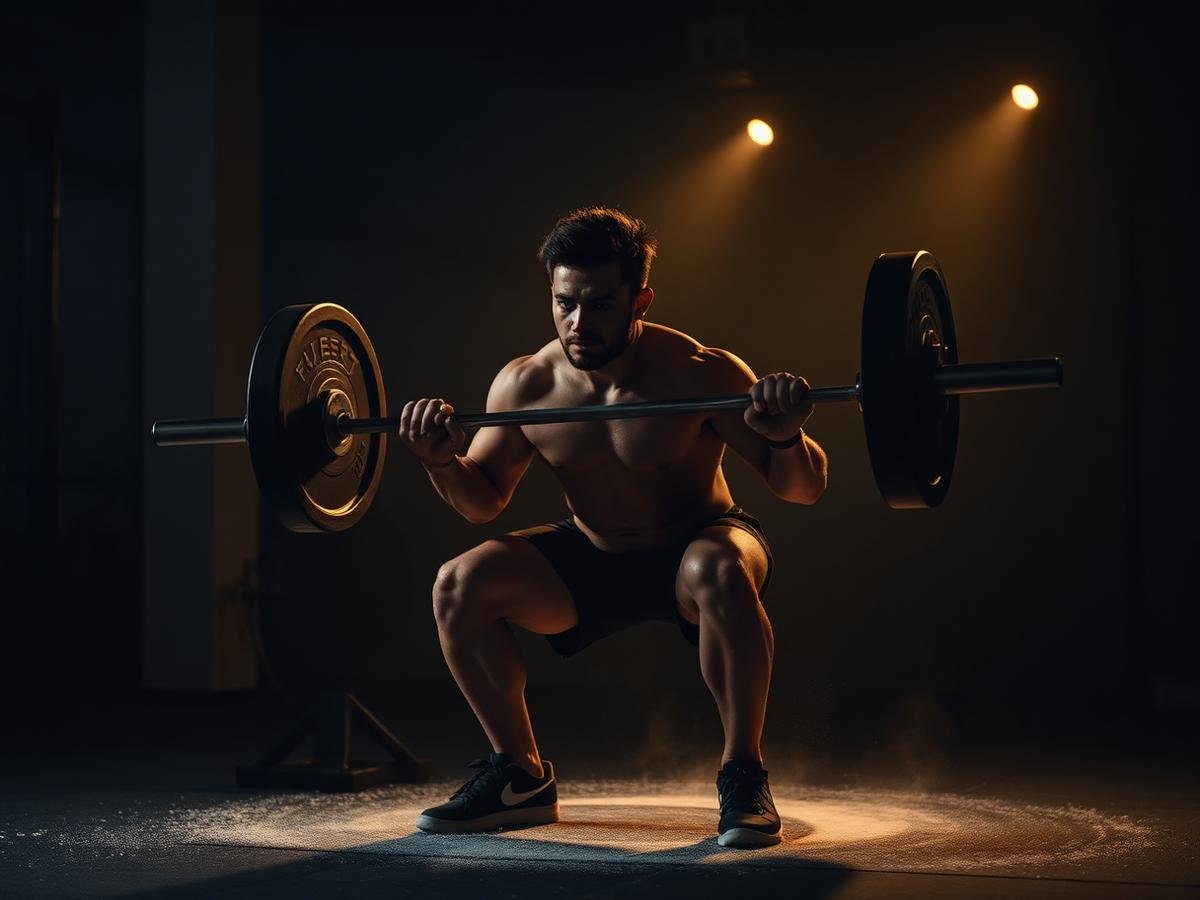 Athlete performing a barbell squat in the strength zone
